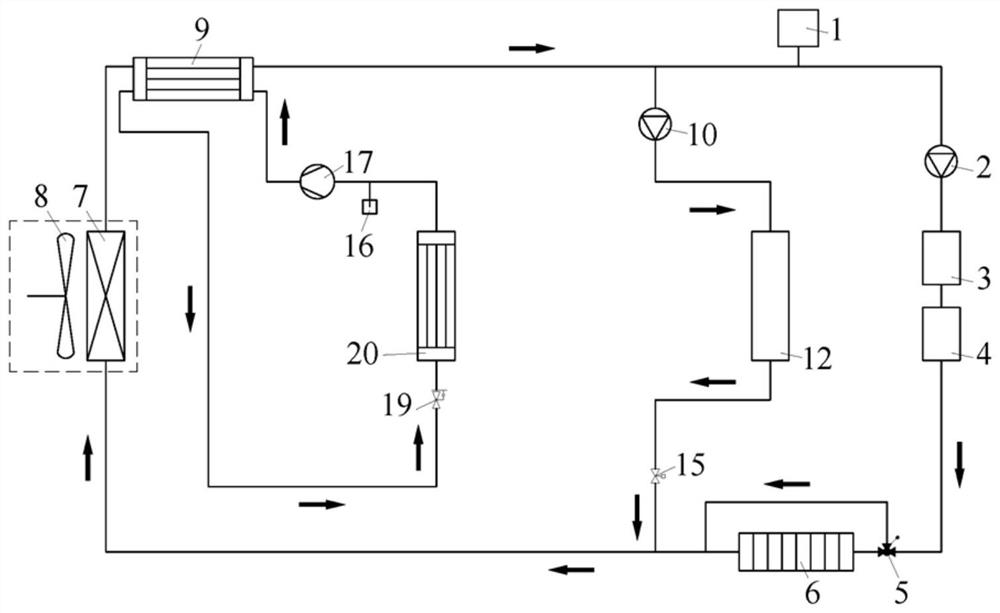 Water loop heat pump type electric vehicle heat management system based on phase change heat storage