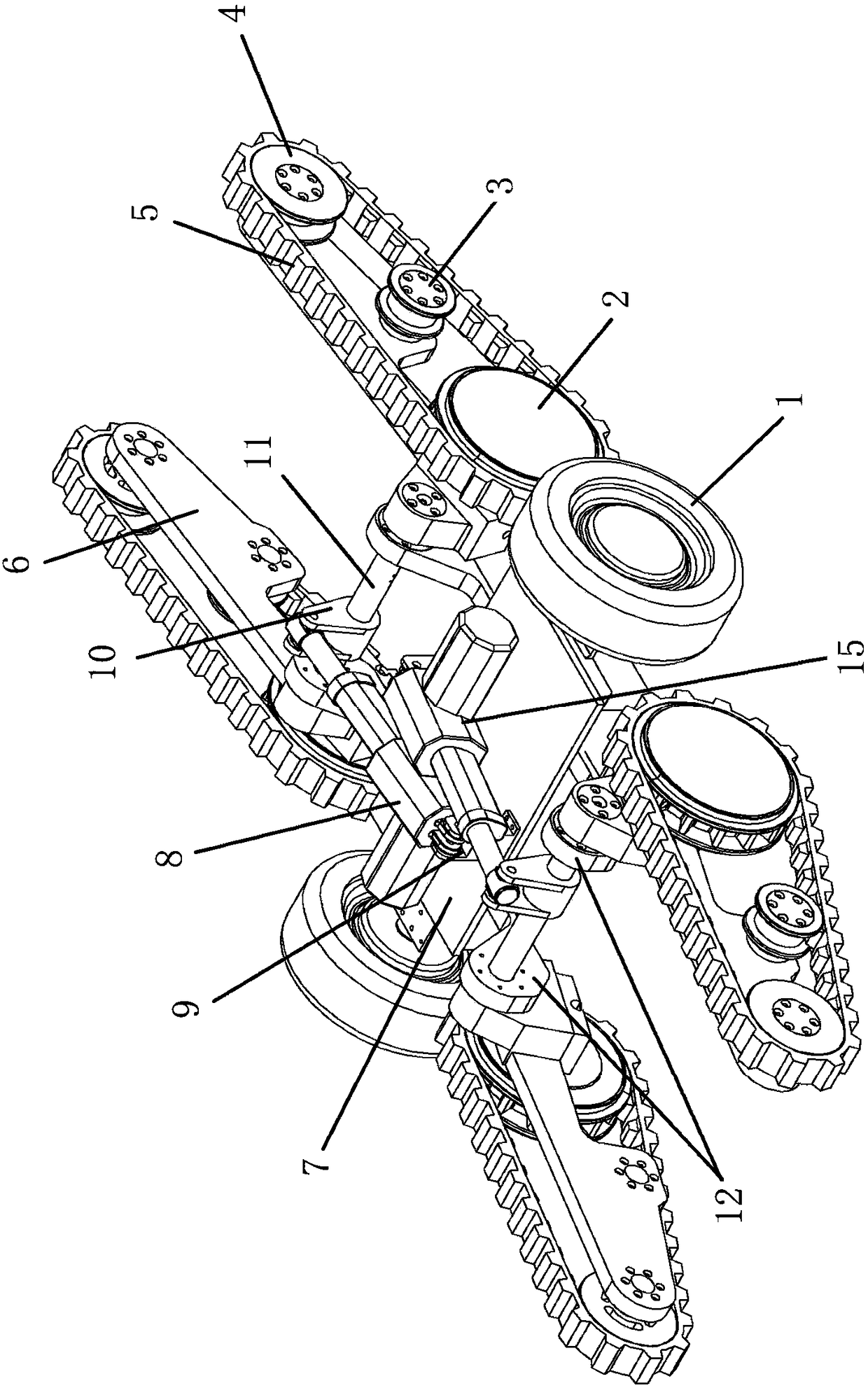 Two-wheel-leg-caterpillar band compound type movement mechanism