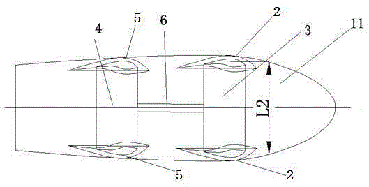 Left-right symmetrical four-column support superstructure of surface unmanned boat