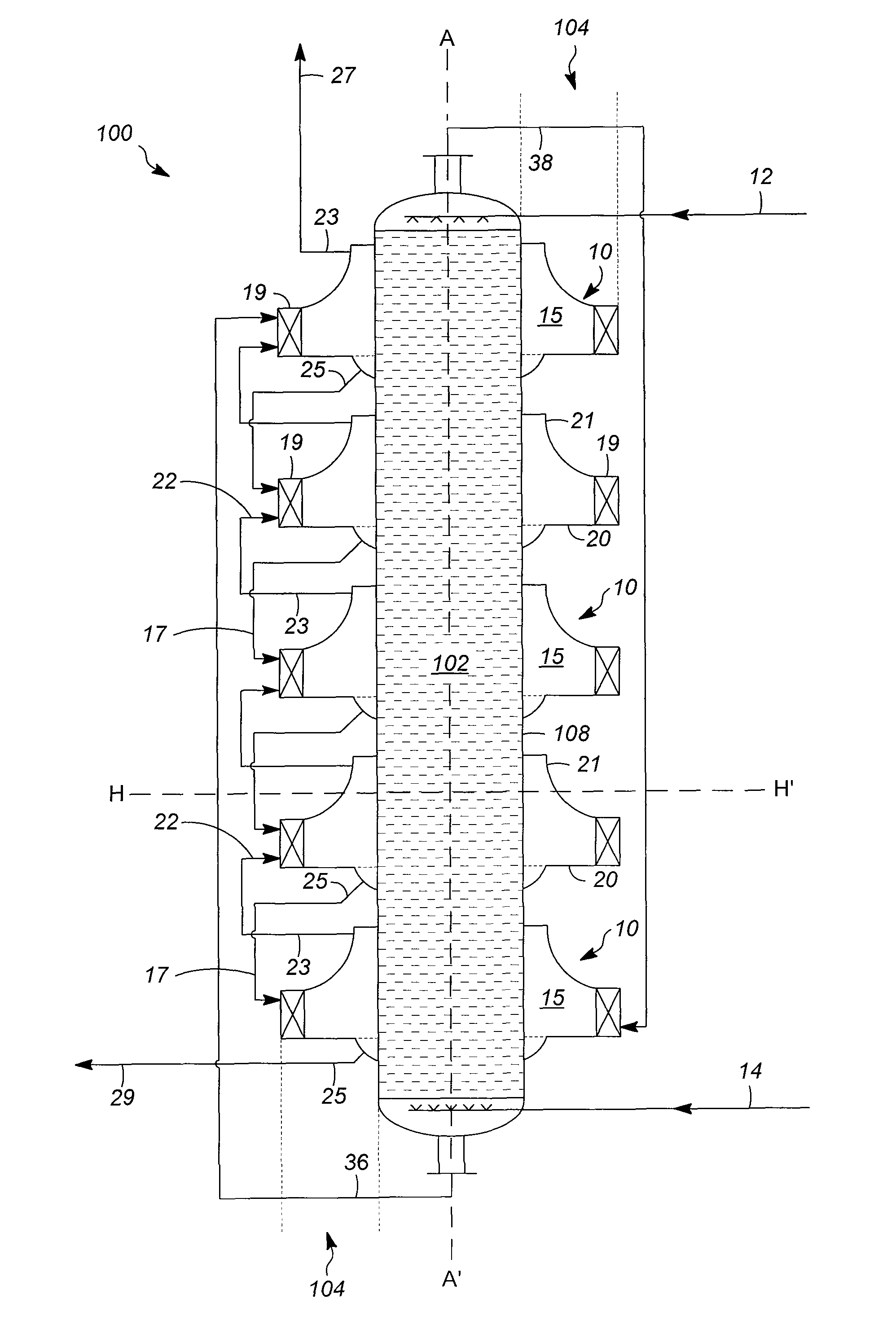 Vapor-liquid contacting apparatuses having a secondary absorption zone with vortex contacting stages