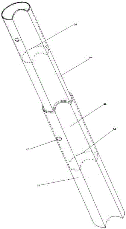 Lined copper pipe with externally-pushed deformation structure of umbrella handle