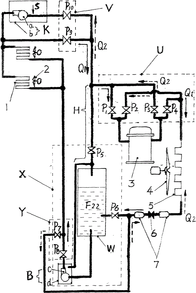 Cooling and heating air-conditioning system for super high-rise buildings with energy transmission without water medium and its control method