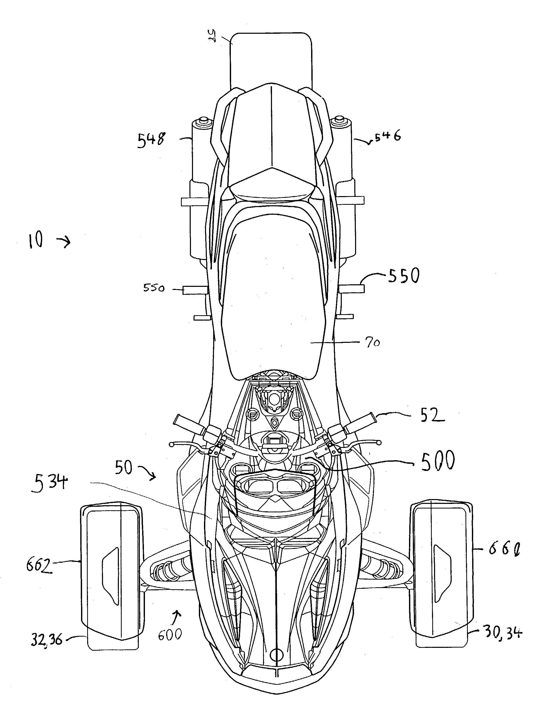 Frame configuration for a three-wheel vehicle