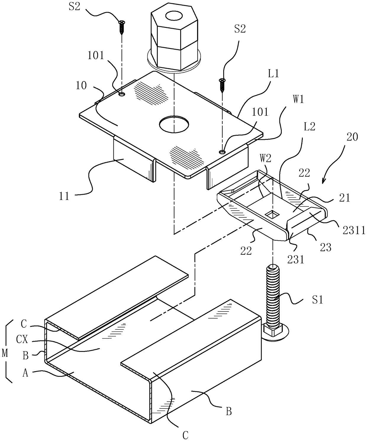 Highly versatile and easy-to-assemble high-strength support assembly structure