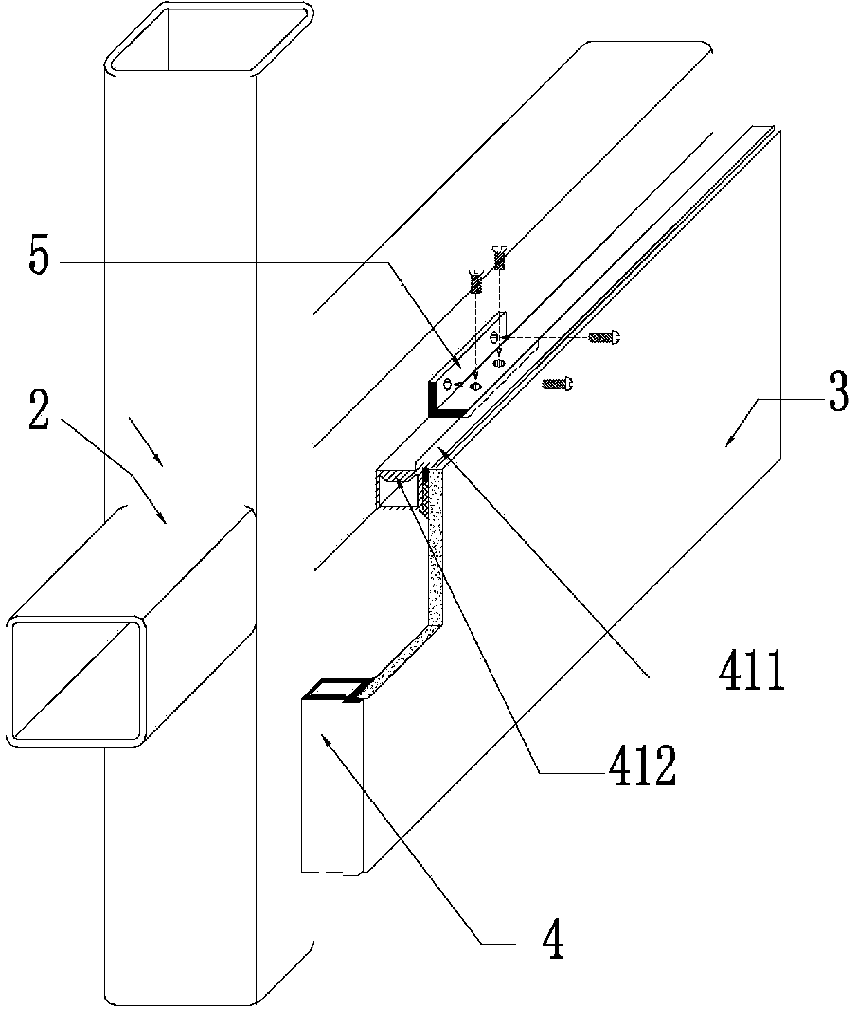 Architectural ceramic thin plate curtain wall dry hanging structure and construction method thereof