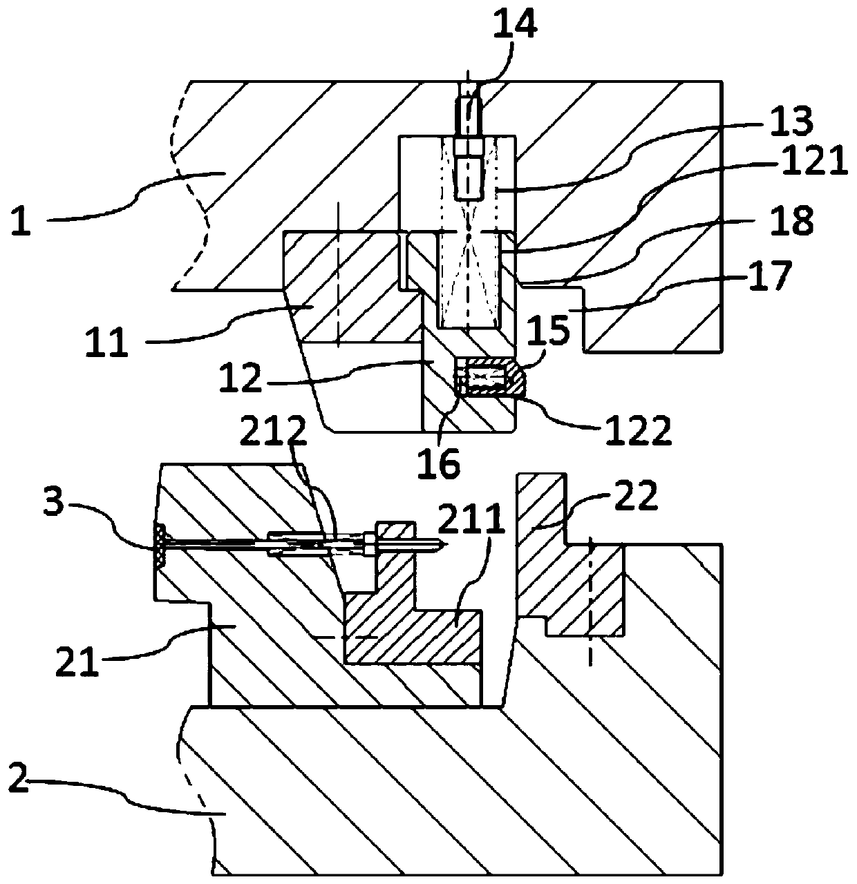 A mold with a mechanical anti-jacking mechanism