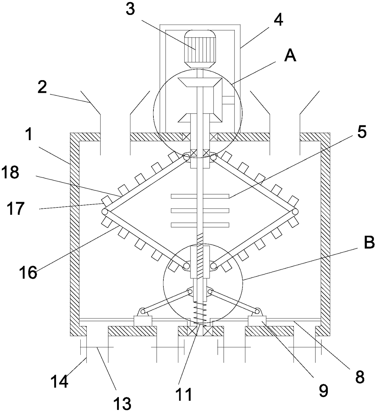 Multi-element feed raw material mixing device