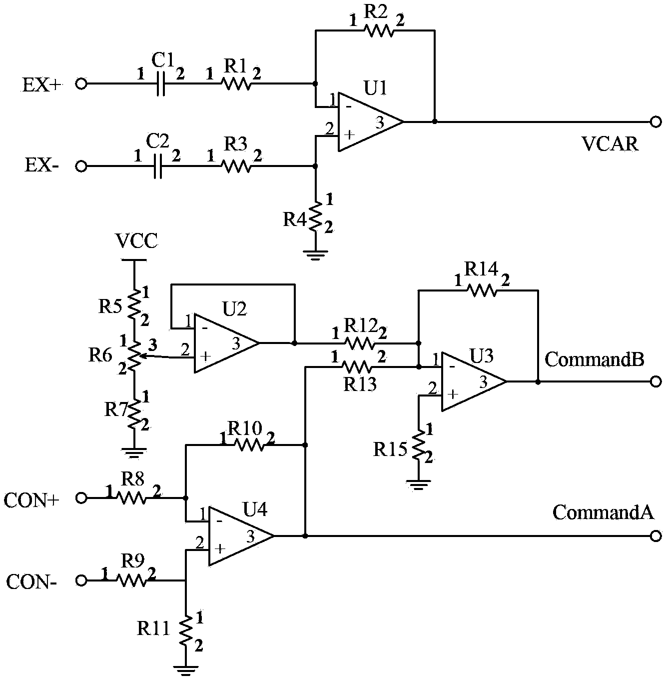 A displacement sensor simulation circuit