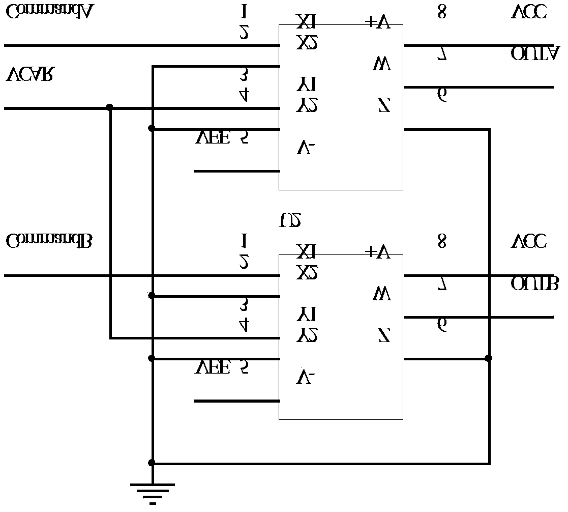 A displacement sensor simulation circuit