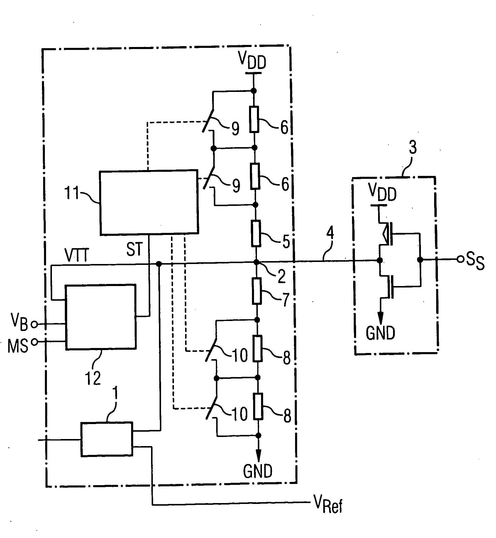 Method for setting a termination voltage and an input circuit