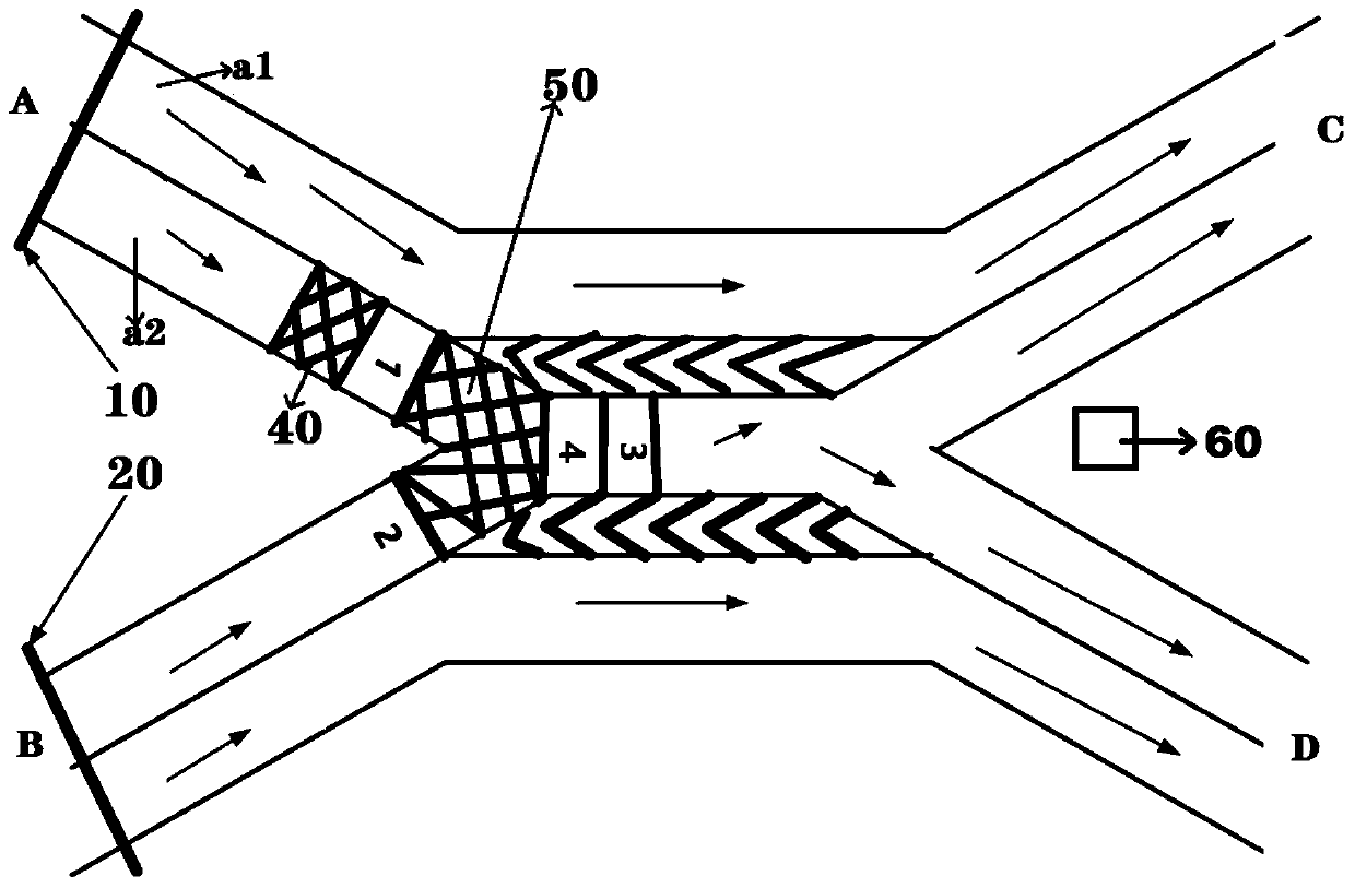 Interlaced road section and method for improving traffic efficiency of the interlaced road section by using alternate traffic rules