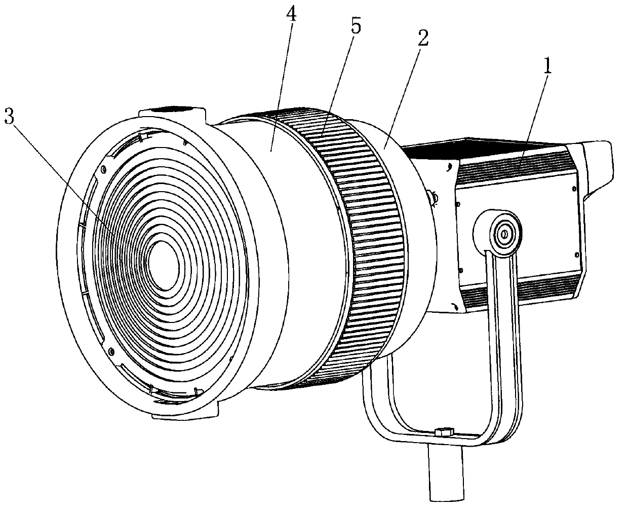 Focusing cylinder for high-power LED spotlight for shooting