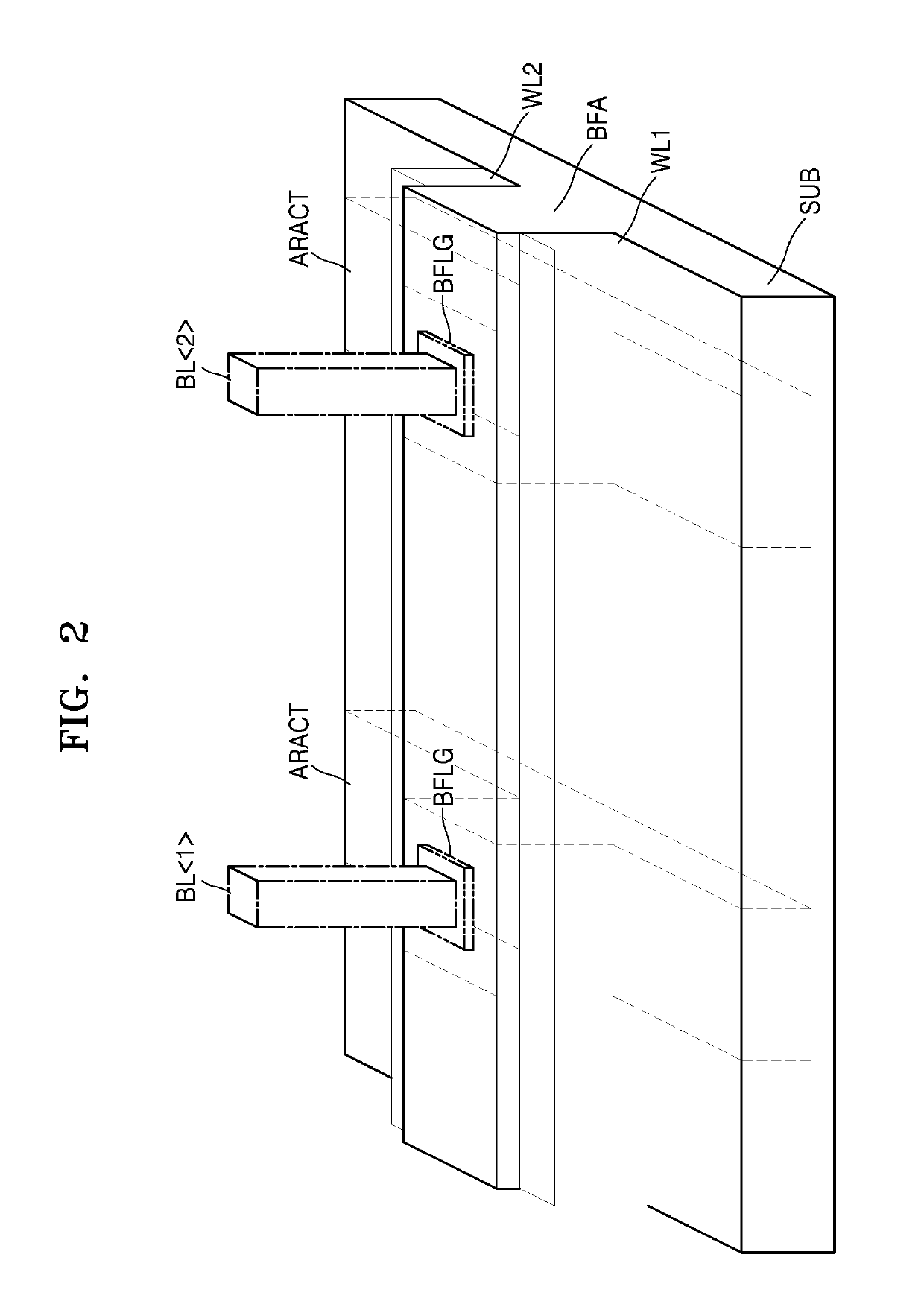 Dram cell array using facing bar and method of fabricating the same