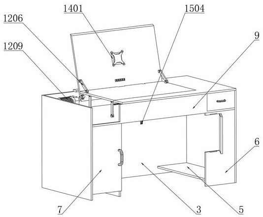 Multifunctional computer desk with automatic storage function