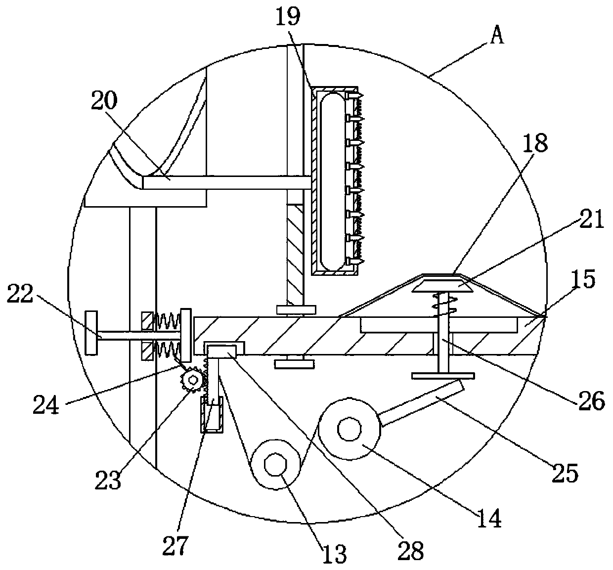 An agricultural mechanical device for peeling green walnuts