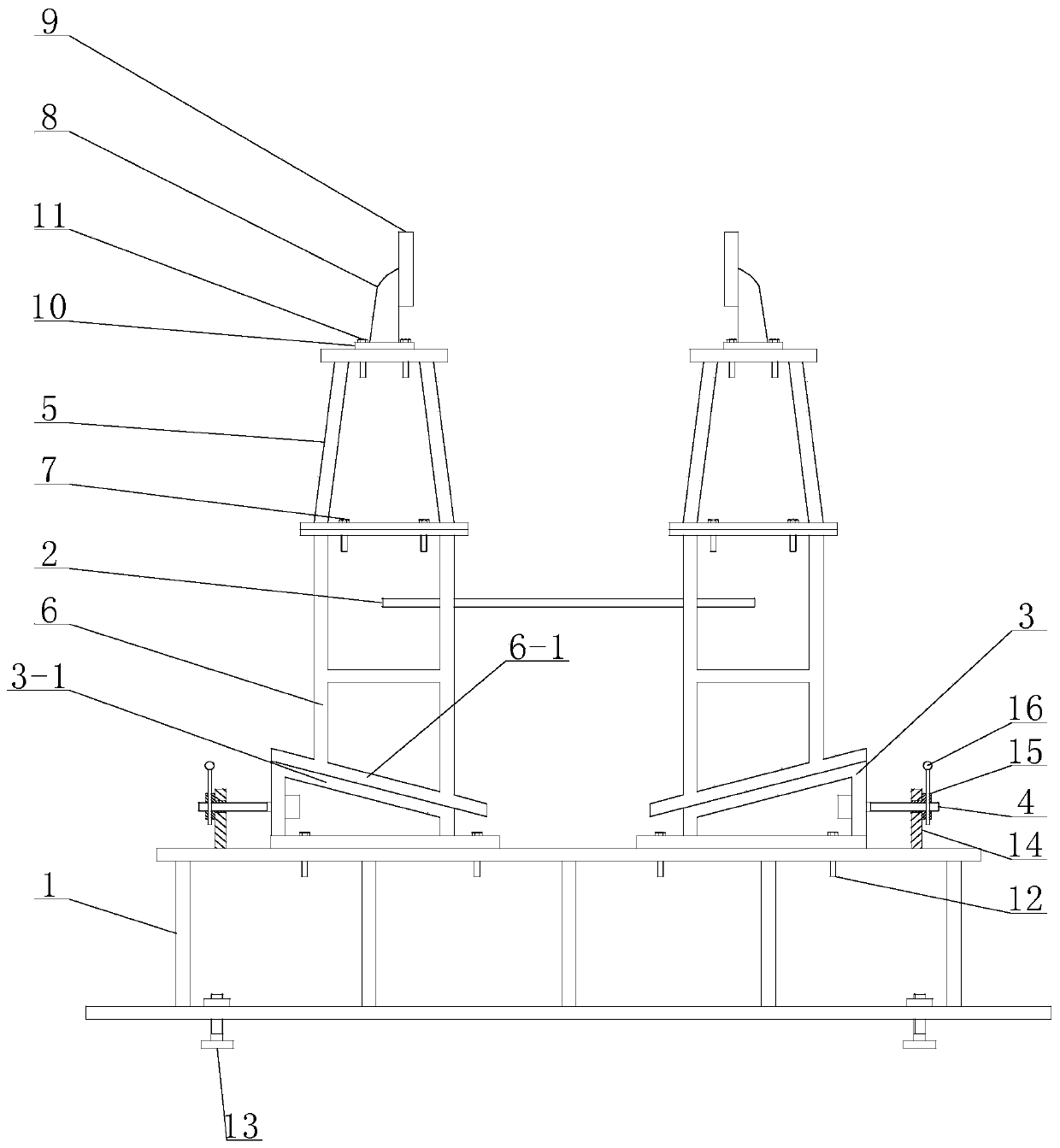 Height and span-adjustable support chassis for gas turbine