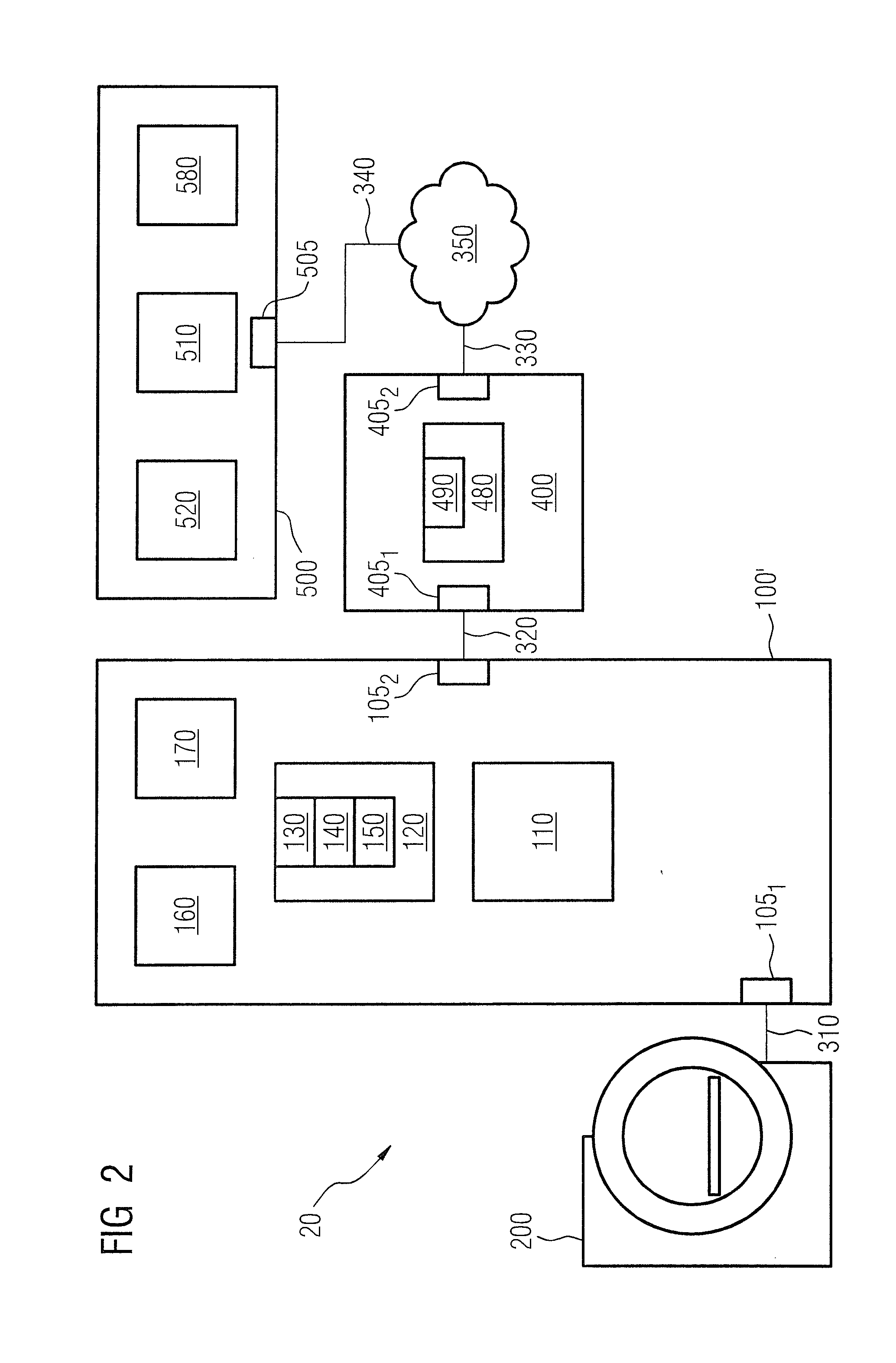 Medical imaging system and method using different computers for control of data acquisition and for image reconstruction