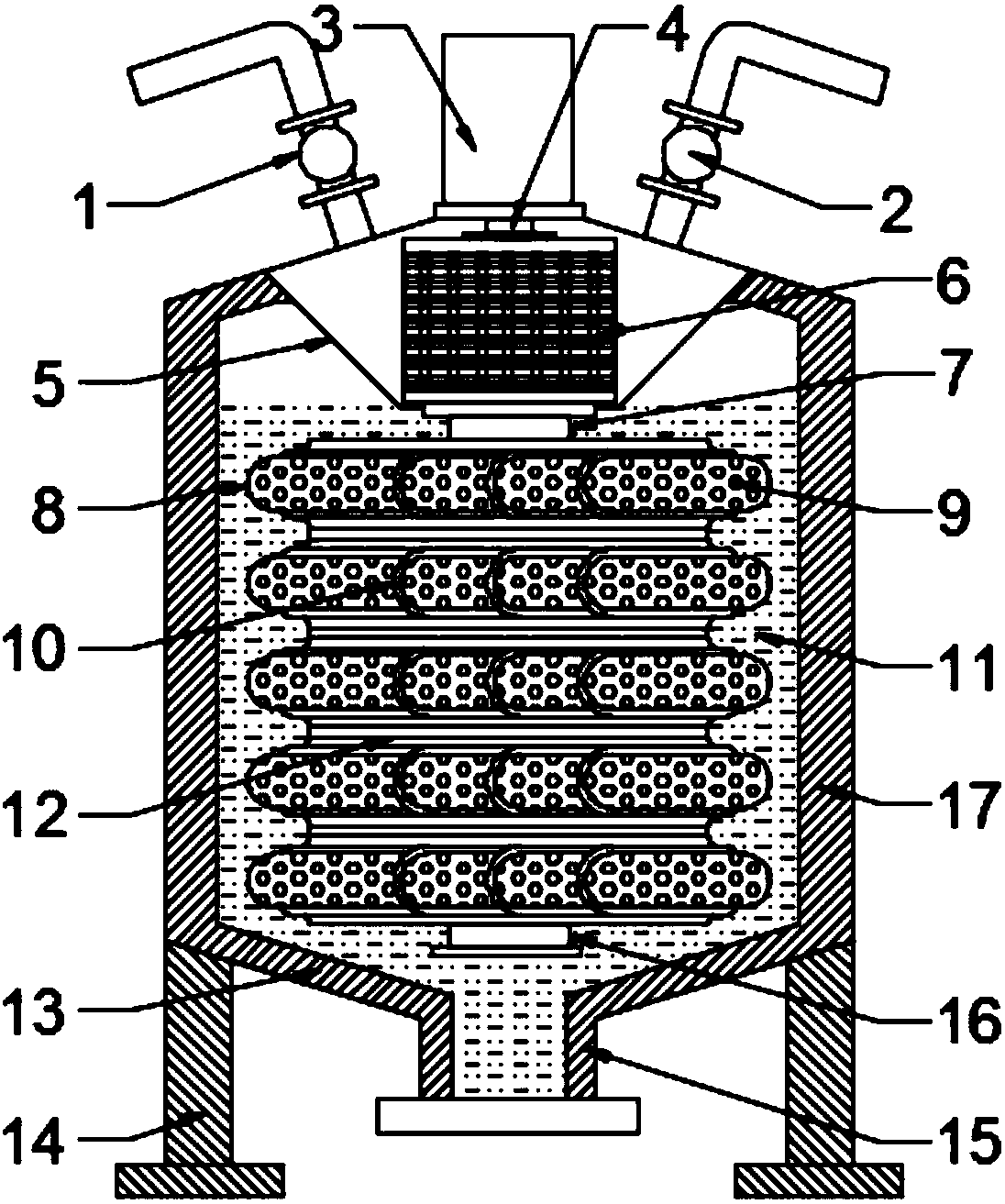 Liquid double-mixing liquid-mixing device for chemical production