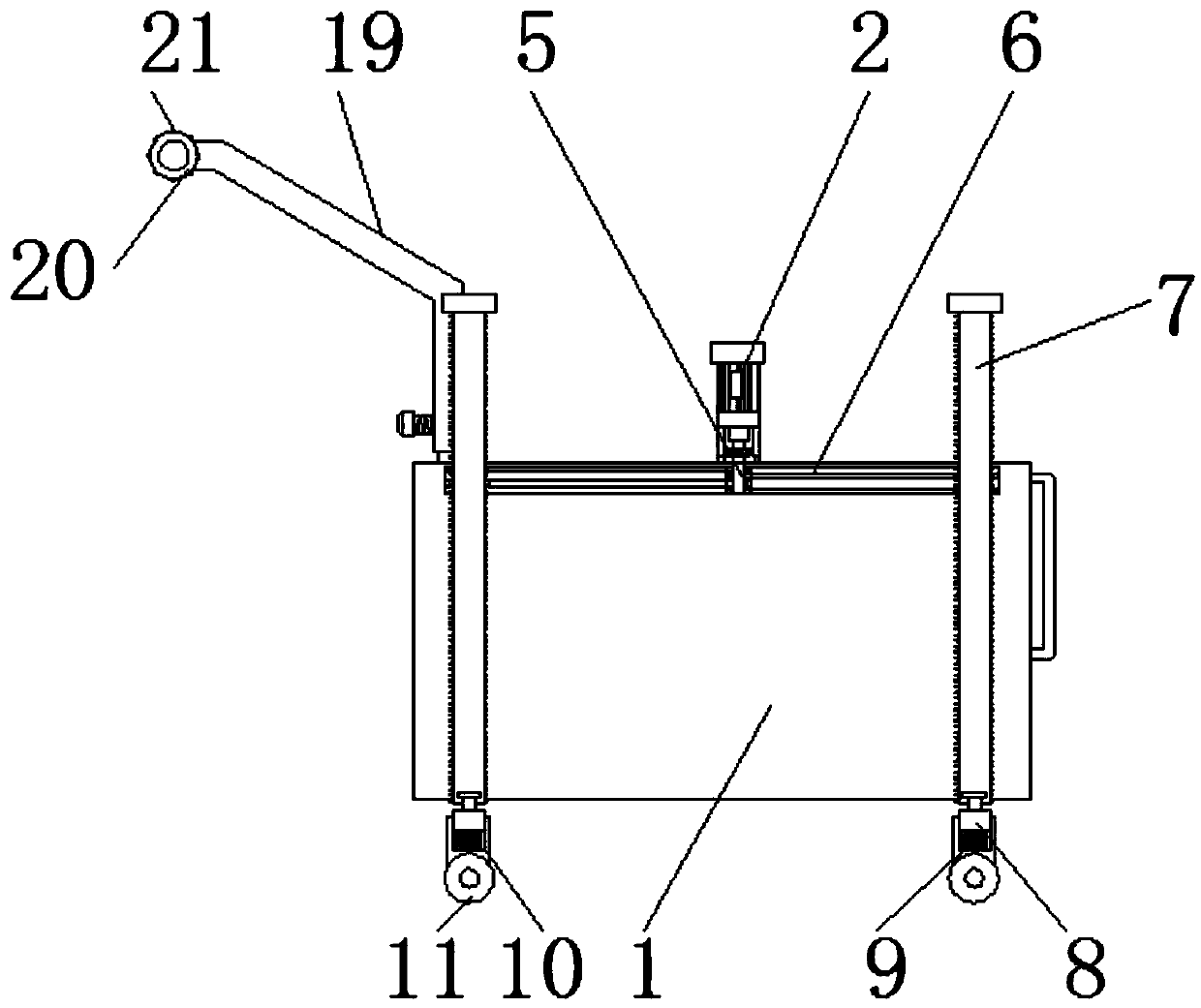 Lawn trimming device with height adjusting function for gardens