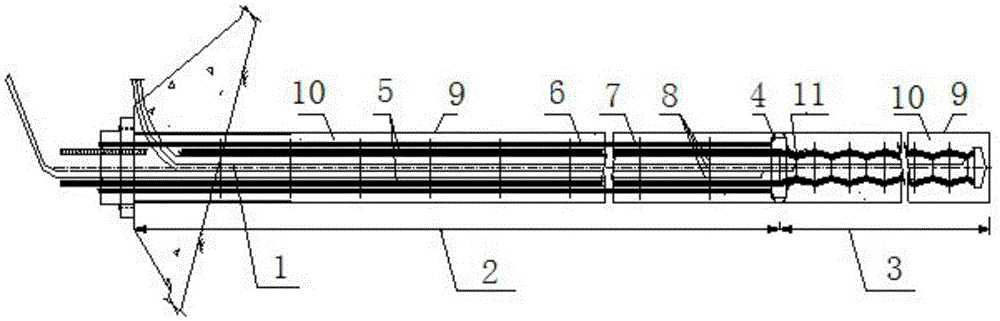 A grouting method for saving the amount of grouting in tensioned sections of prestressed anchor cables