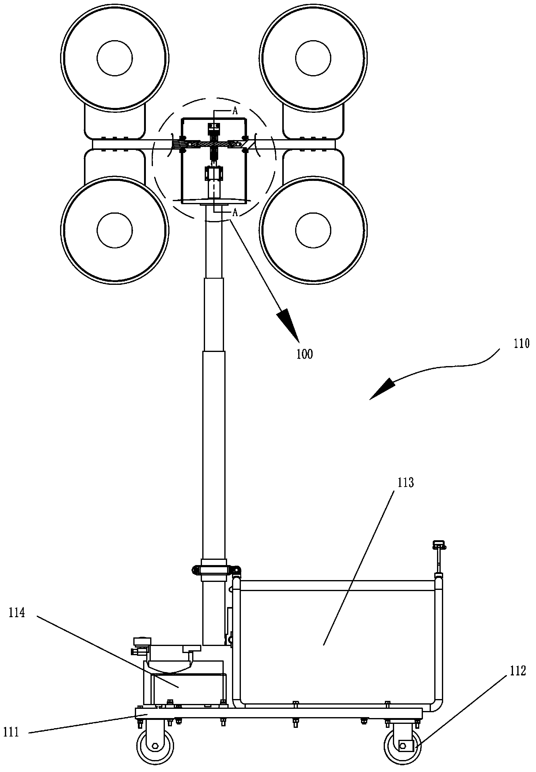 Device for adjusting lamp illumination angles and vehicle-mounted lamp comprising same