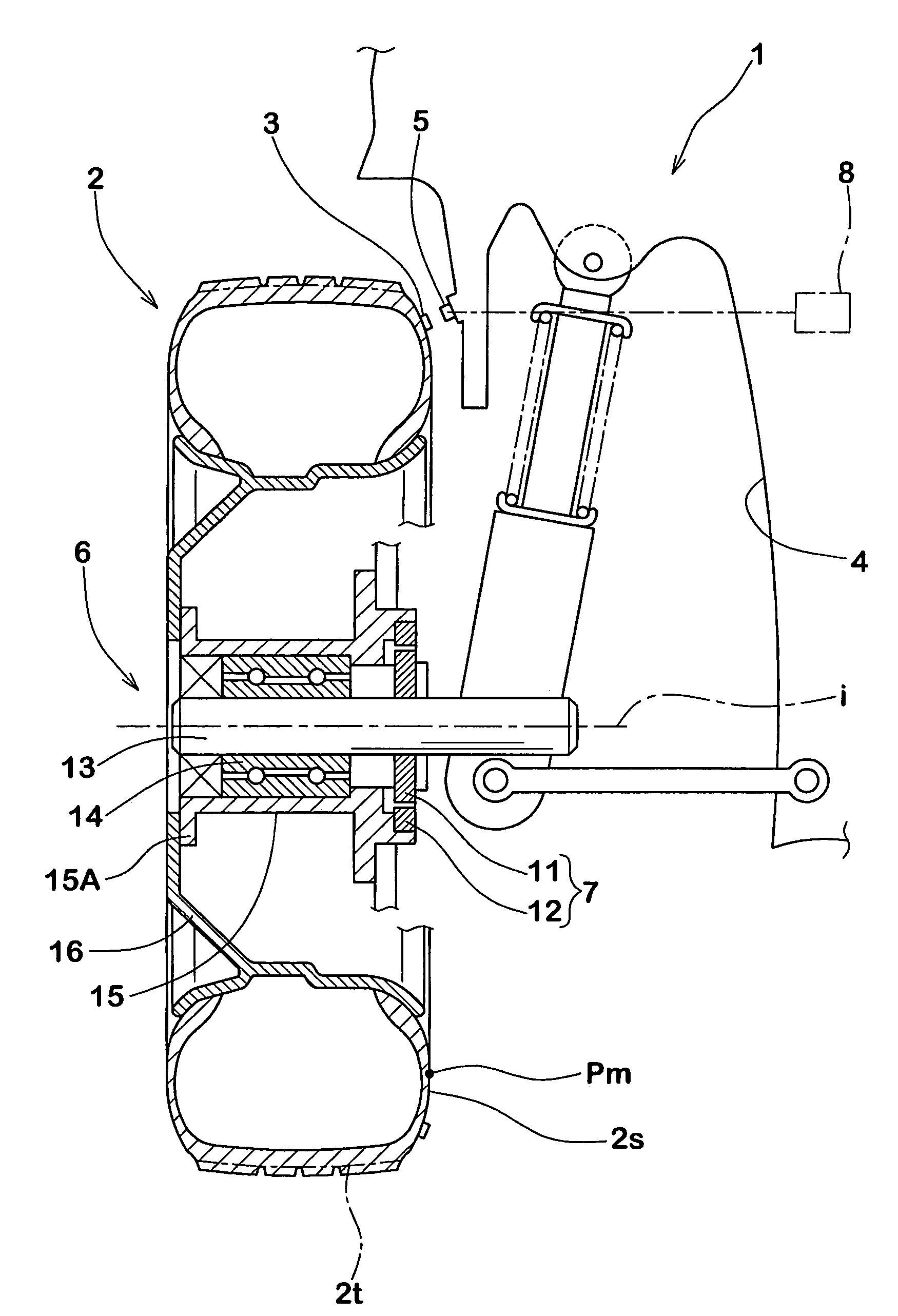 Method of detecting longitudinal force of tire and longitudinal force detecting apparatus used therein