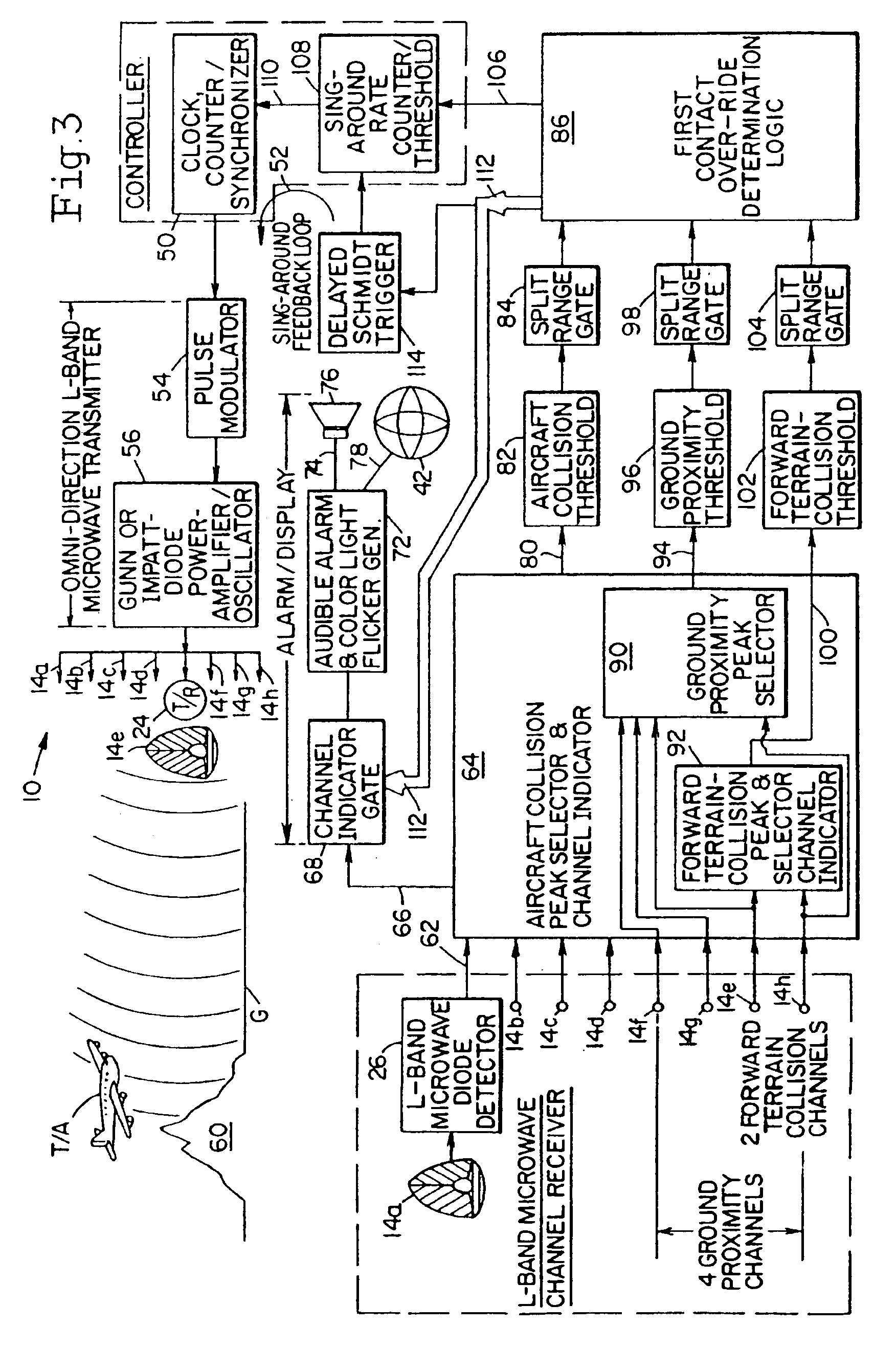 Collision avoidance system for use in aircraft