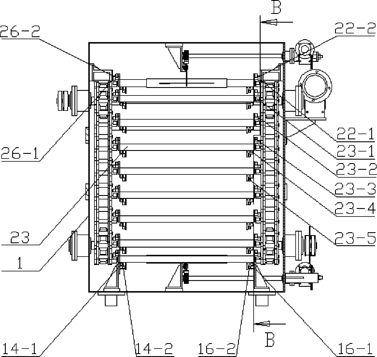 Material conveying system for realizing high volume capacity in drying box