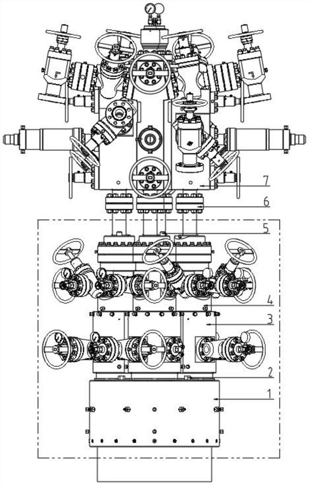 Single-barrel four-well wellhead device and oil (gas) extraction tree