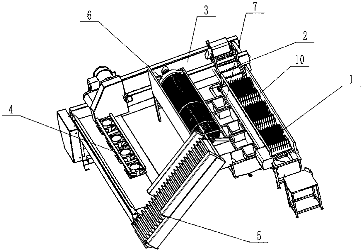 Drum type cleaning and pre-cooling treatment method and equipment after stone fruits are harvested in edge of field