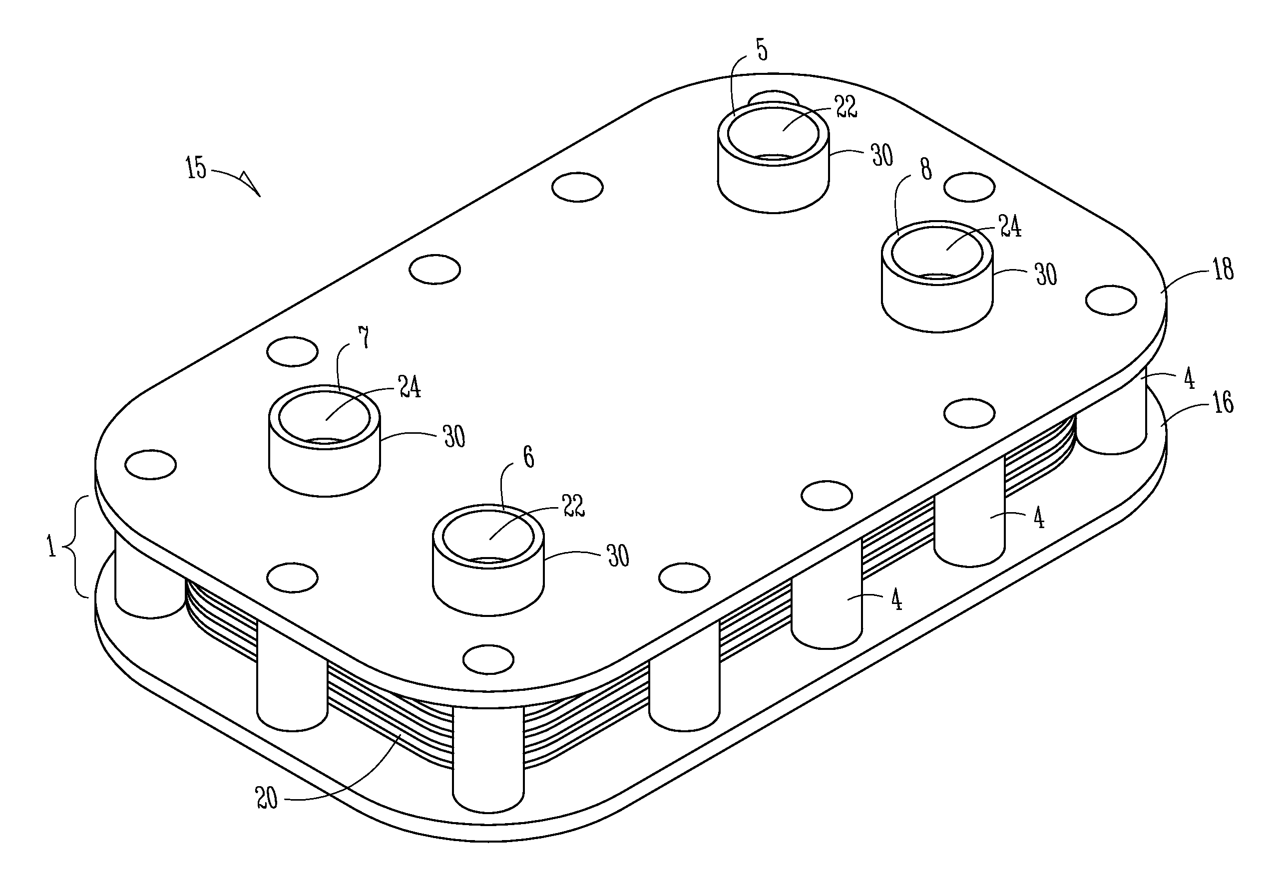 Polymer film heat exchanger with integral fluid distribution manifolds and method