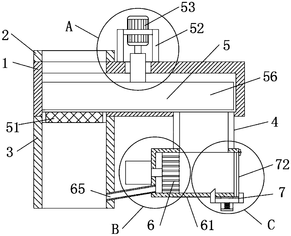 Sludge dewatering and curing treatment device of drainage pipeline for drainage facility