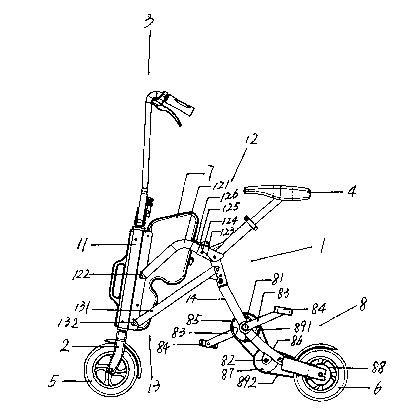 Box-type portable bicycle capable of being pushed and provided with four-connecting-rod foldable body