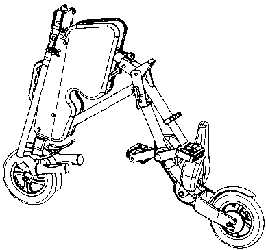 Box-type portable bicycle capable of being pushed and provided with four-connecting-rod foldable body