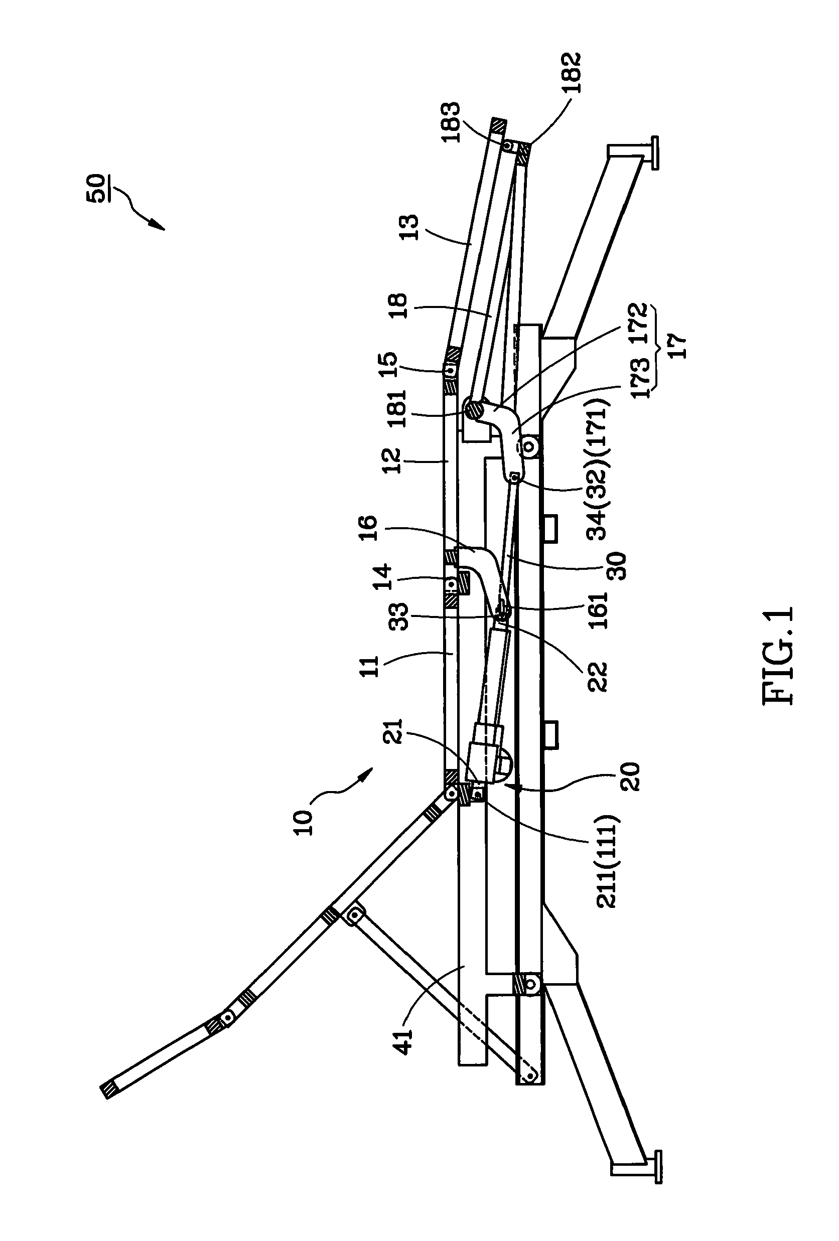 Leg lift mechanism for electric bed or chair