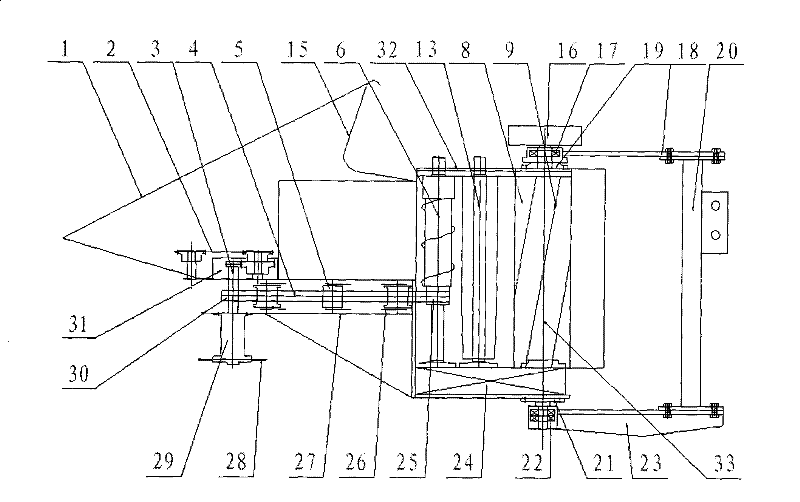 Header of corn cutter for harvesting stem and ear of with self-adaption row spacing