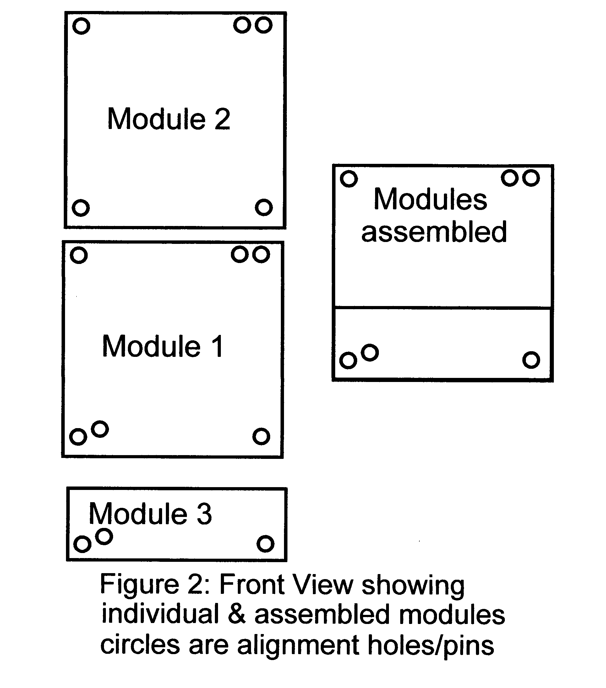 Robust modular electronic device without direct electrical connections for inter-module communication or control