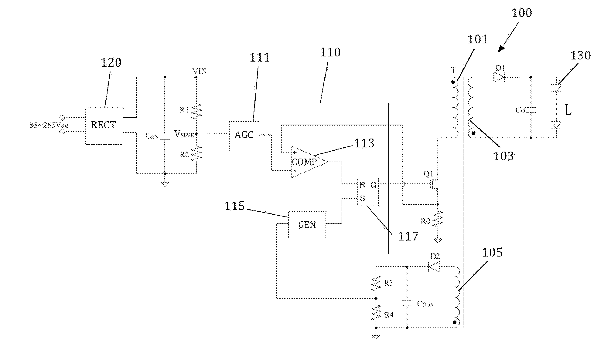 Control device for use with switching converters