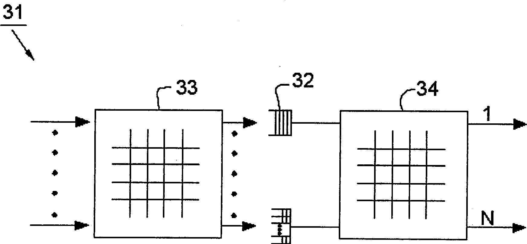 Load balance type exchanging equipment and device having multi-stage buffer