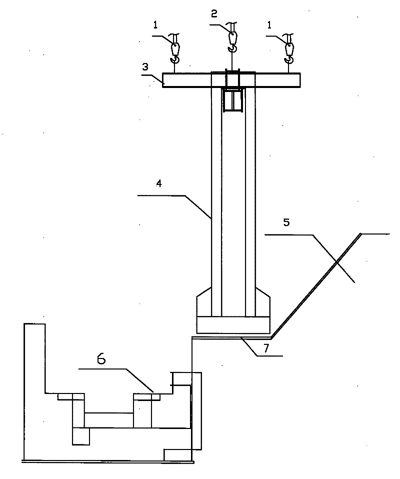 Method for hoisting ultra-high overweight equipment in closed workshop and special sling