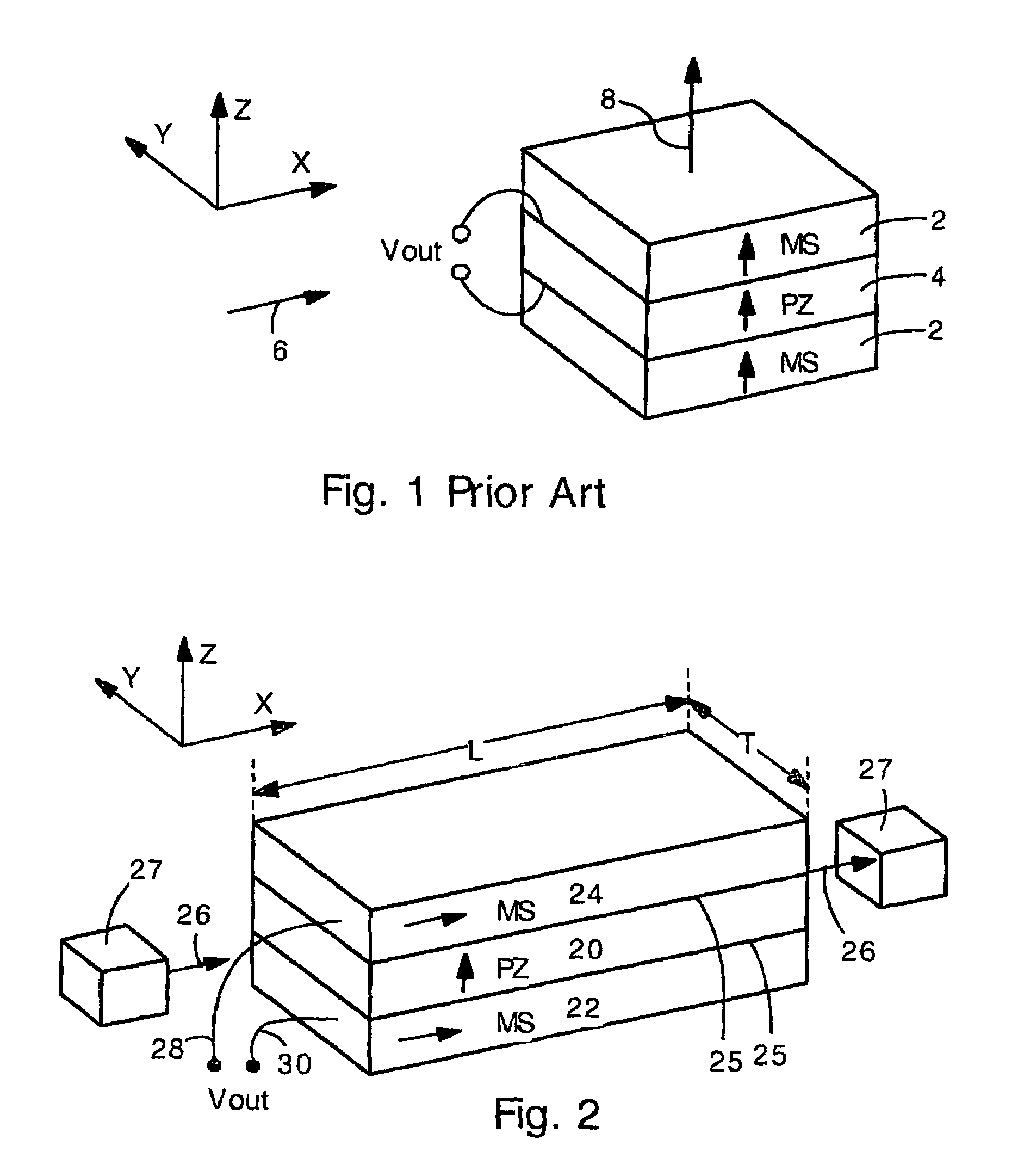 Magnetoelectric magnetic field sensor with longitudinally biased magnetostrictive layer