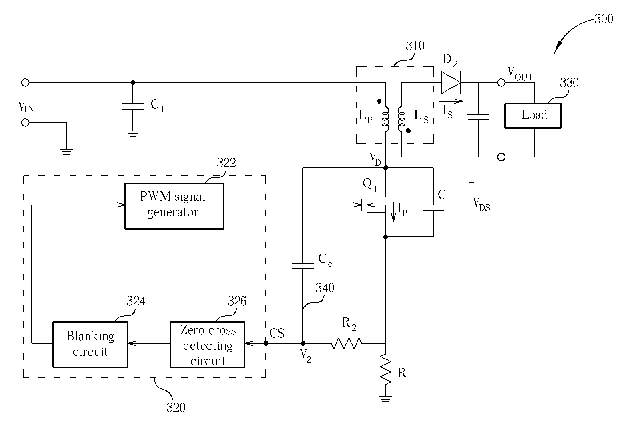 Quasi-resonant fly-back converter without auxiliary winding