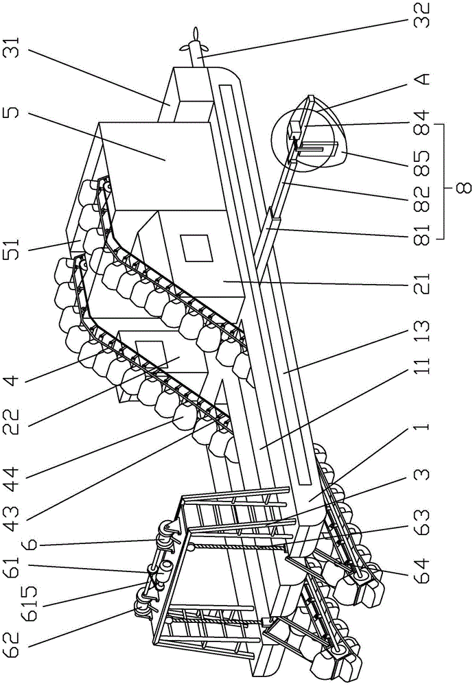 Riverway chain bucket type dredging ship and dredging construction method thereof