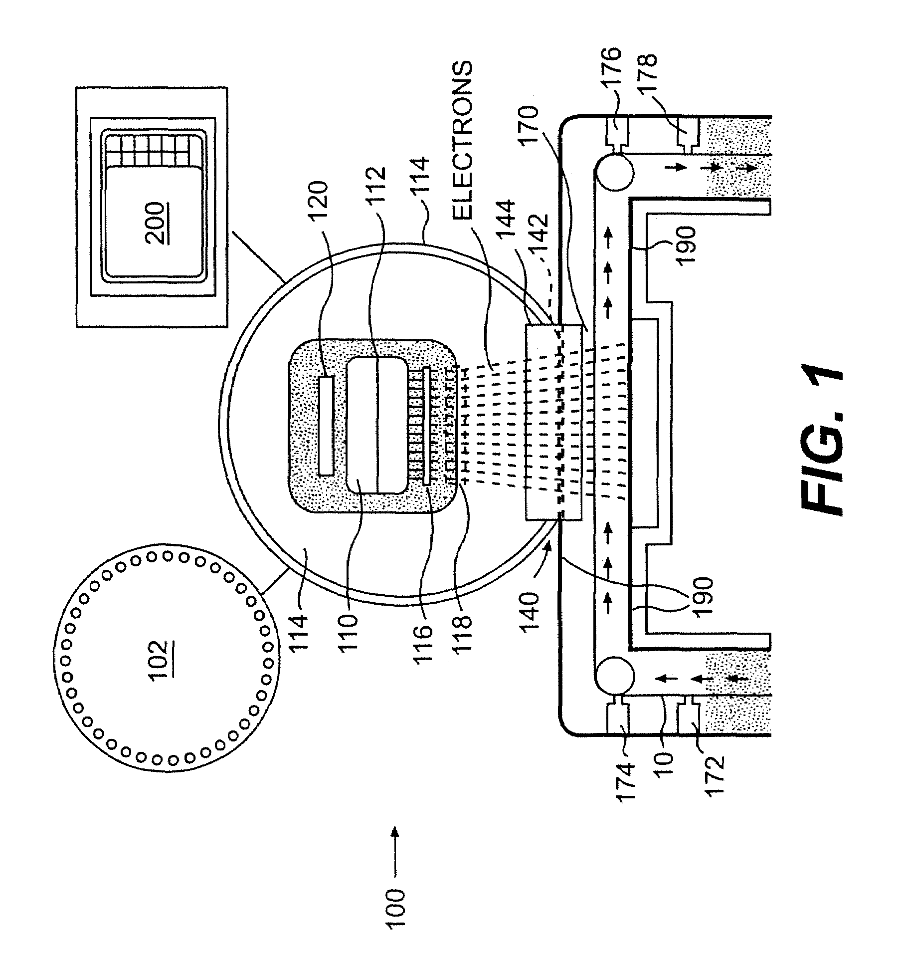 Particle beam processing apparatus and materials treatable using the apparatus