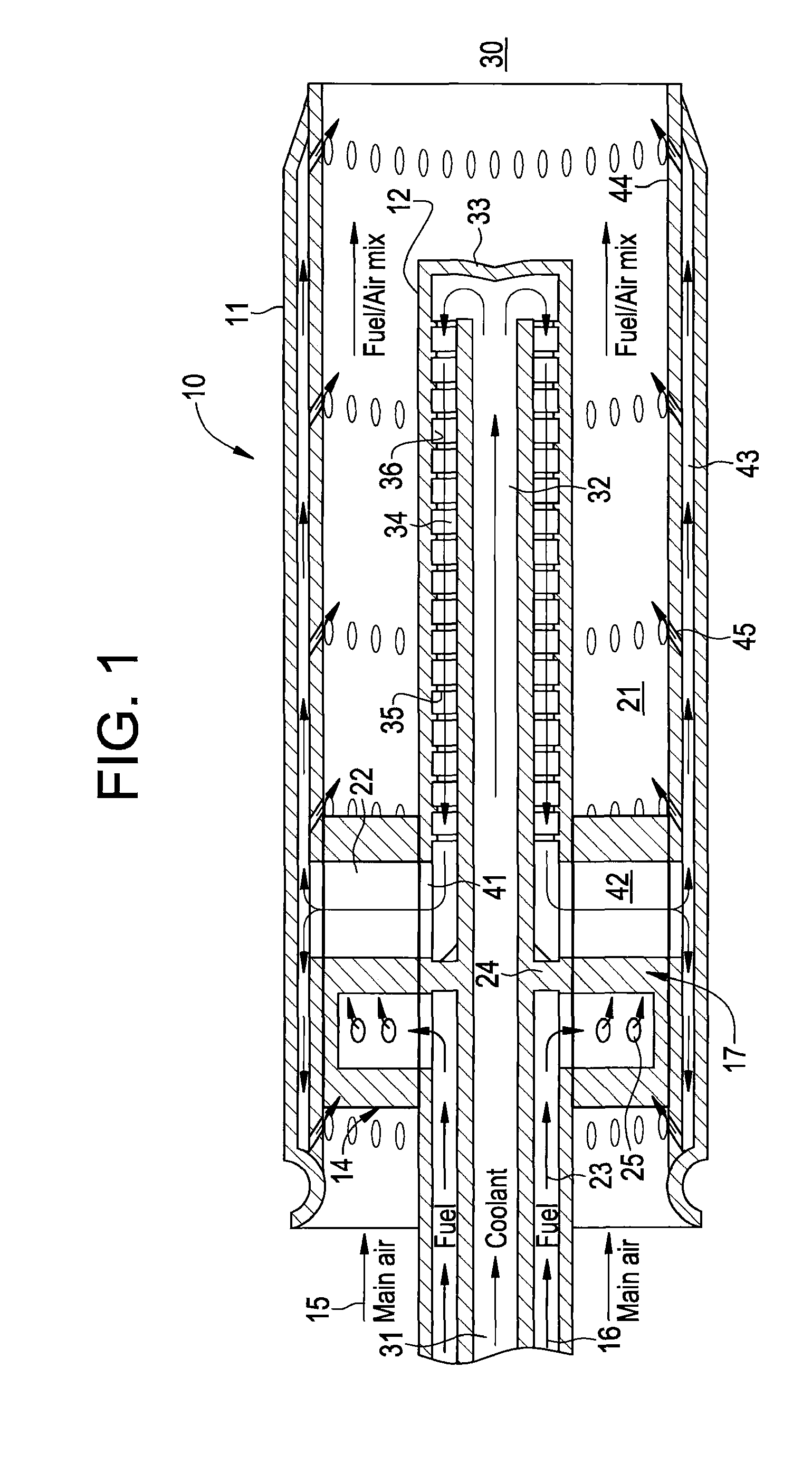 Flame holding tolerant fuel and air premixer for a gas turbine combustor