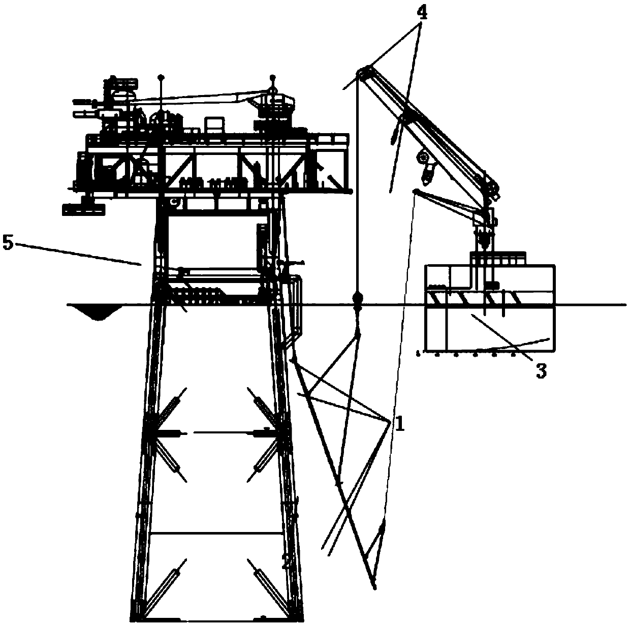 A method of installing risers with twin cranes onboard a vessel supported by saturation diving