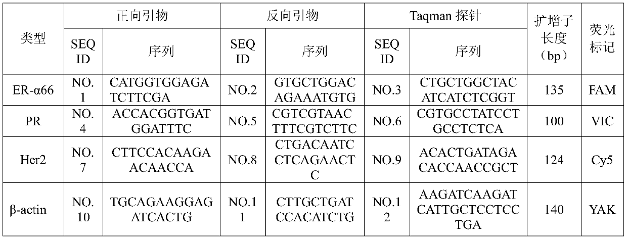 A real-time fluorescent multiplex PCR primer and kit and application for molecular typing of breast cancer