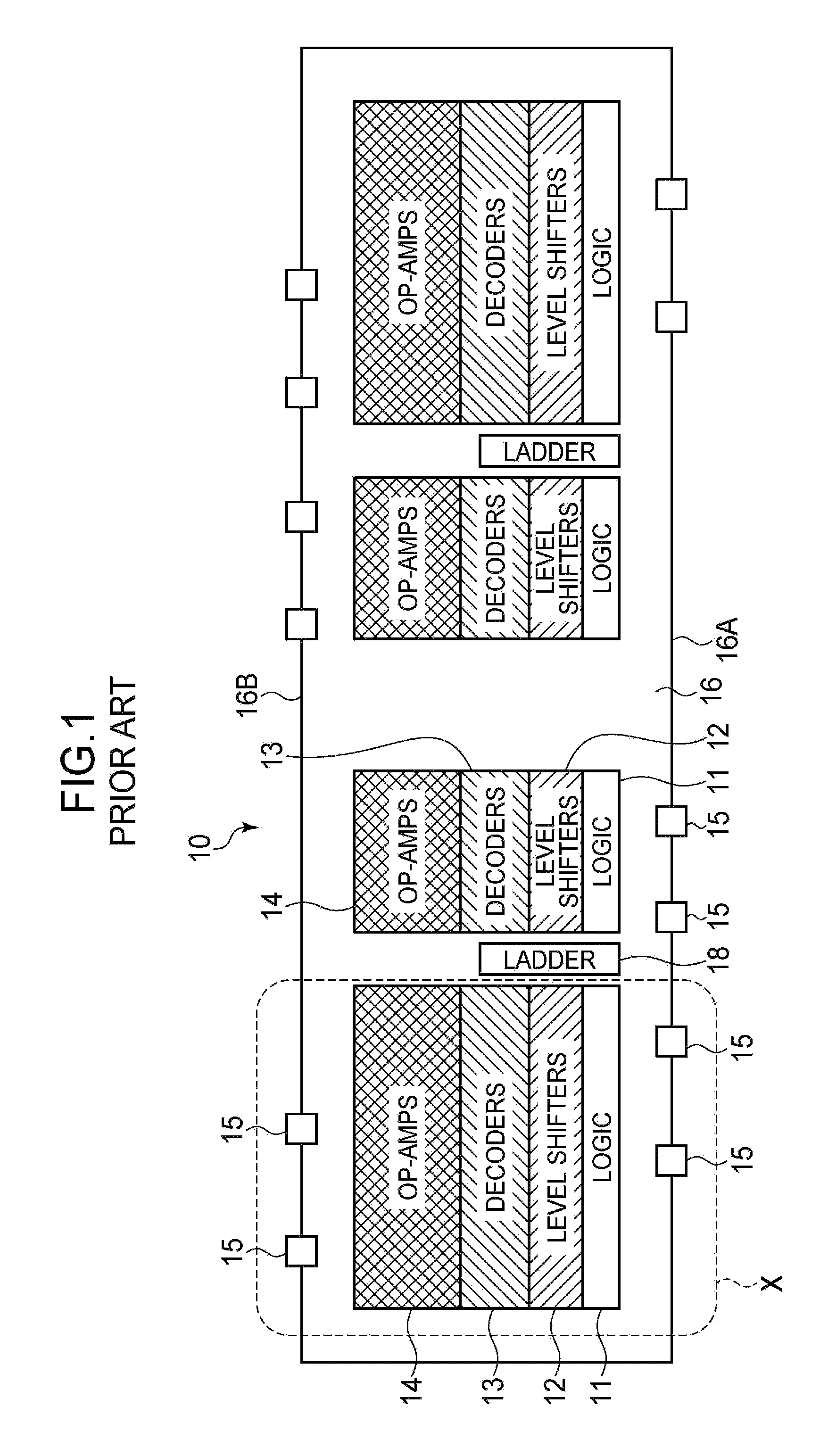Driver circuit for a display device, and driver cell