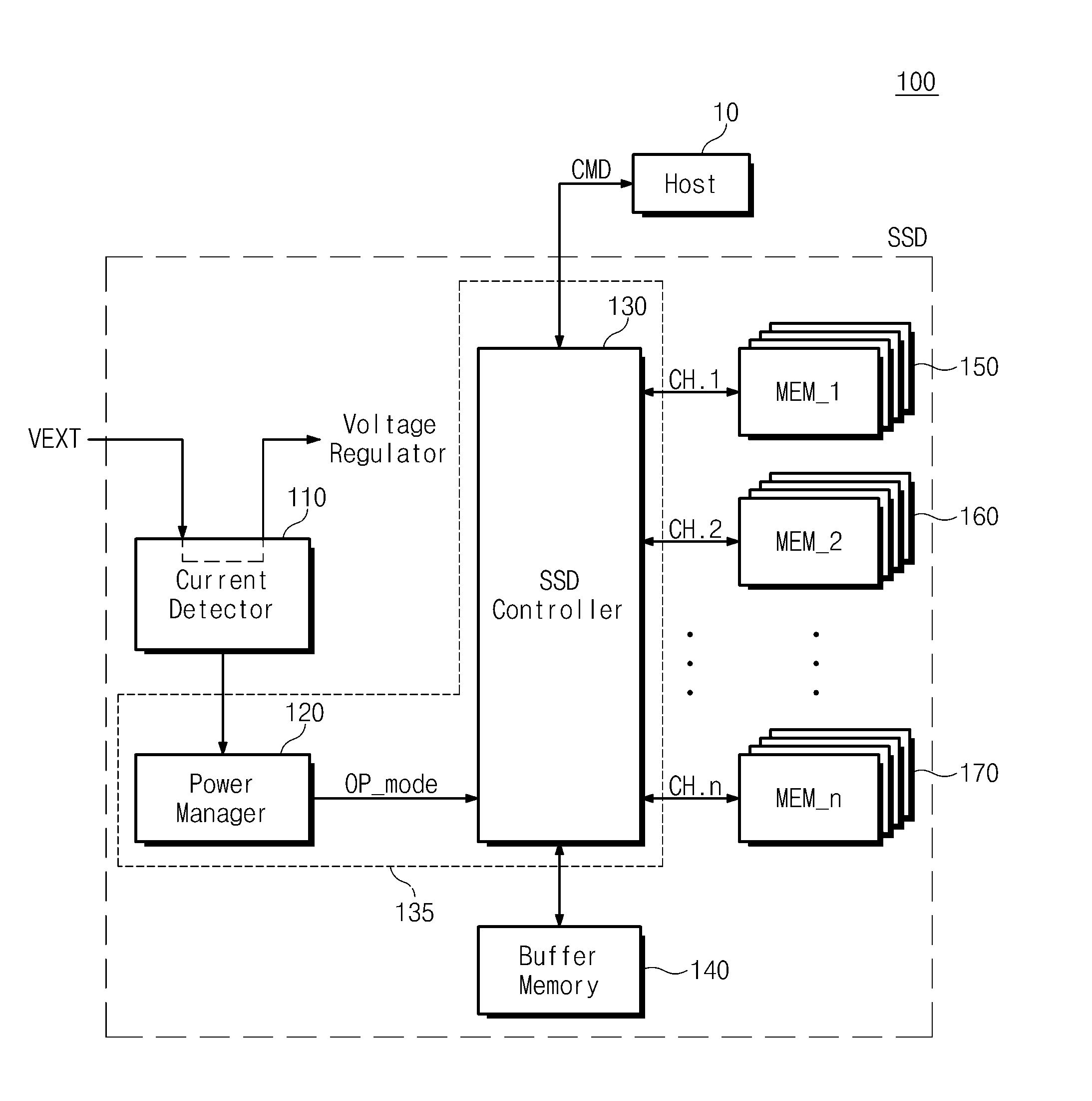 Data storage device including current detector