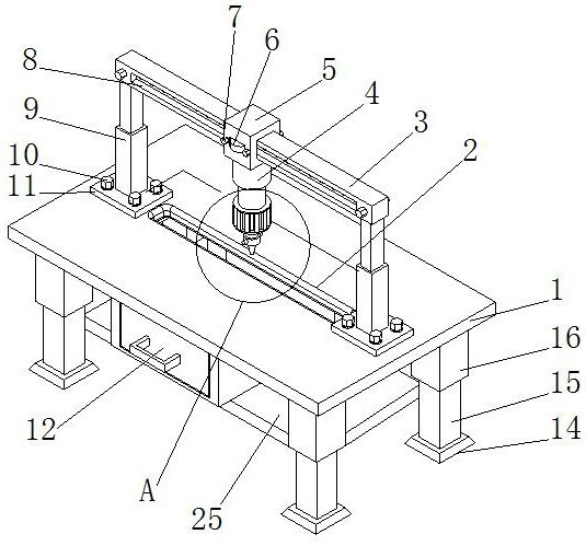 Convenient-to-clamp high-stability perforating device for furniture processing